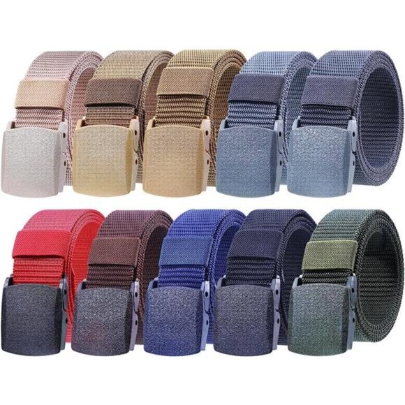 10 Pack Nylon Military Belts Men Canvas Web Military Waist Breathable Nylon - Picture 1 of 8